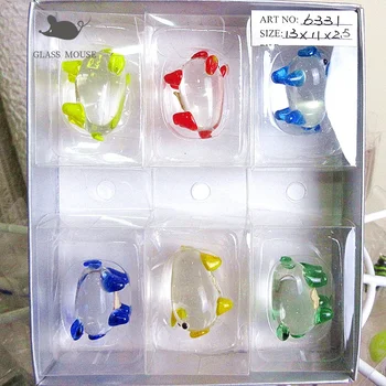 

6pcs New Decorative Figurines Miniature glass pig ornaments murano Style Home garden decor lovely handmade glass Animals statues