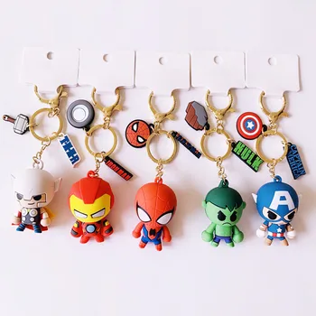 

3D Cartoon cute Figure Avengers Keychain Cute Superhero Batman Spider Man Key Chain Key Ring Kids Key Holder Wholesale
