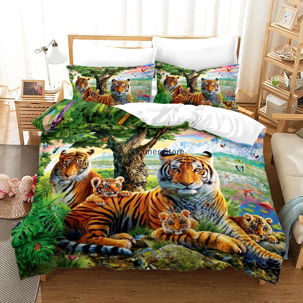 Dogs Printed Duvet Cover Set Queen Super King Size Animal Bedding Set Quilt Cover Bedclothes with Pillow Cases For Children Kids