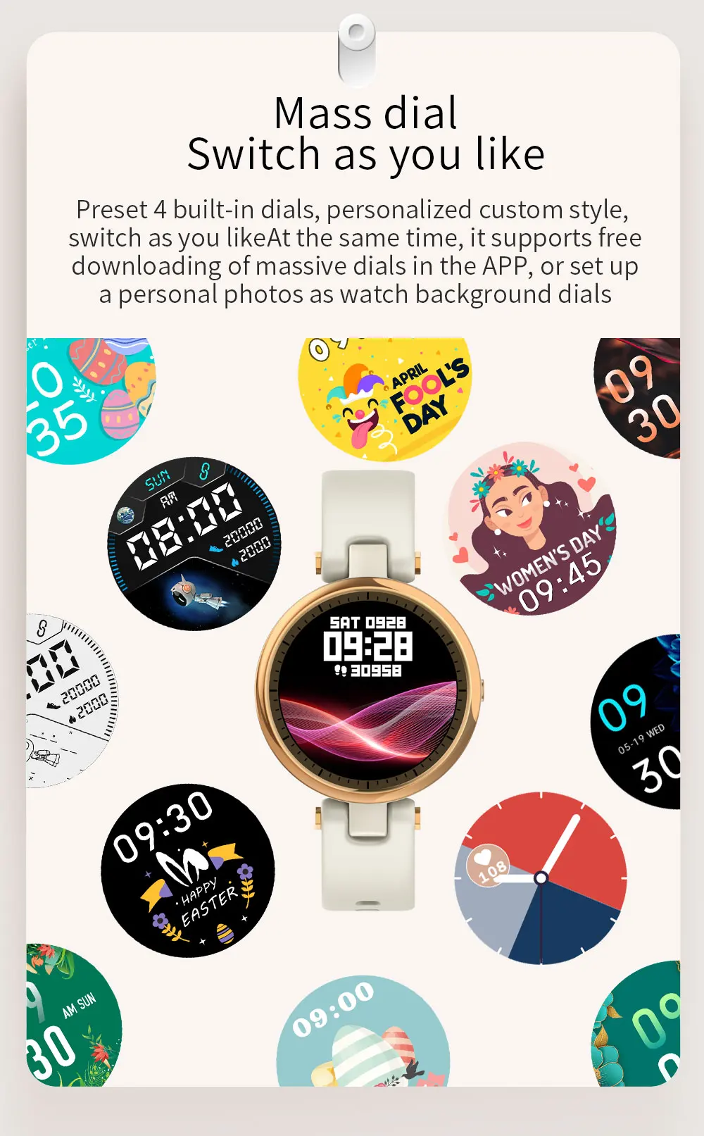 Montres connectées QR01 IP68 étanche 8 modes sportifs petite montre femme fine et ultraplate