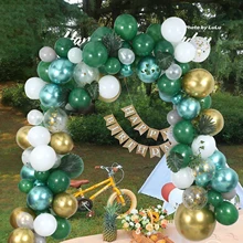 Decoración Para fiesta de cumpleaños, Kit de arco de guirnalda de globos con temática de jungla y Safari para Baby Shower, tira de globos con temática de animales verdes