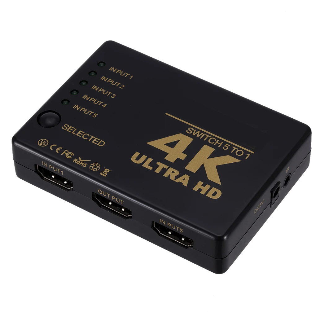 Селектор Видео с дистанционным управлением HD 5 до 1 переключатель коробка видео переключатель сигналов 4K разрешение поддерживается