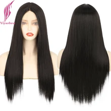 

Yiyaobess 26inch Synthetic Hair Long Straight Black T Part Lace Wig African American Cosplay Wigs For Women Perruque Naturales