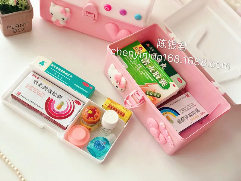 Hello kitty Пластиковый Контейнер Для Хранения Подарочная игрушка коробка для ювелирных изделий ящик для косметики Настольный органайзер для таблеток