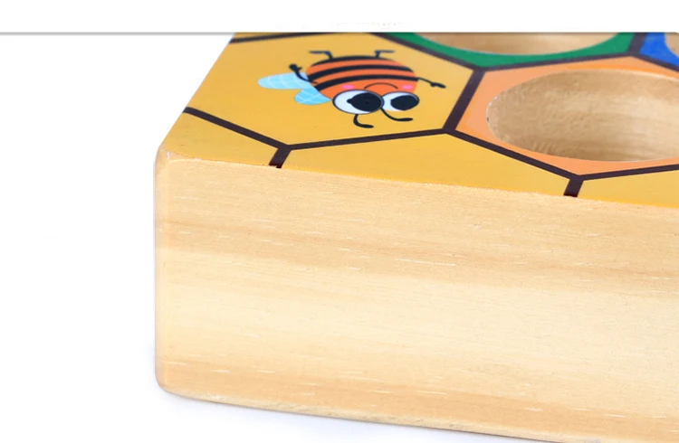 Hot Wooden Leaning Educatinal Toys Children Montessori Early Education Beehive Game Childhood Color Cognitive Clip Small Bee Toy