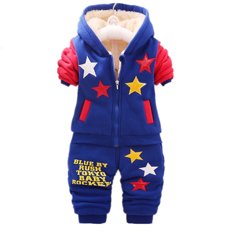 

New Winter Baby Boys Girls Clothes Children Cotton Thick Hooded Coat Pants 2 Piece Set Toddler Fashion Costume Kids Tracksuits