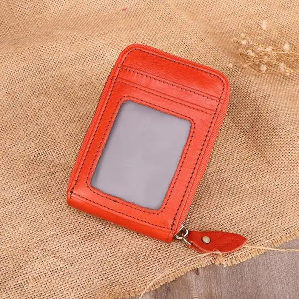 WRF23 RFID Блокировка натуральная кожа держатель для карт кошельки для женщин и мужчин высокое качество Кредитная карта держатель для ID карты унисекс портмоне - Цвет: Оранжевый