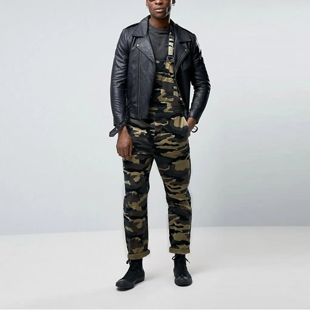 Камуфляжный мужской комбинезон повседневный джинсовый в стиле хип хоп уличная