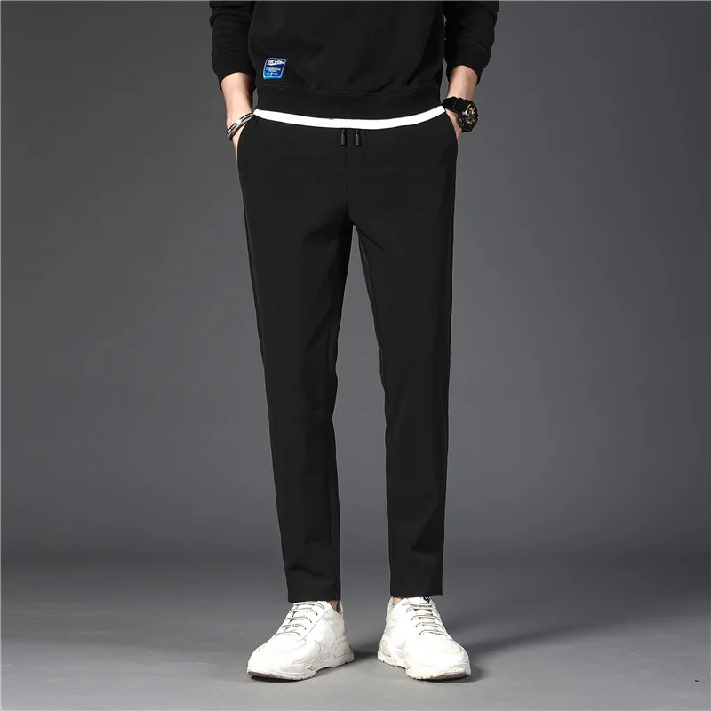 Осень стиль мужские повседневные брюки корейский стиль Slim Fit стильные универсальные спортивные брюки сплошной цвет молодежная мода мужская одежда