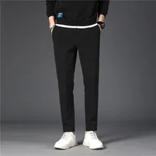Осень стиль мужские повседневные брюки корейский стиль Slim Fit стильные универсальные спортивные брюки сплошной цвет молодежная мода мужская одежда