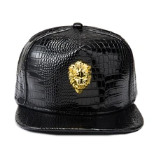 Casquette/бейсболки с логотипом из искусственной кожи в стиле хип-хоп с плоским козырьком и золотым львом