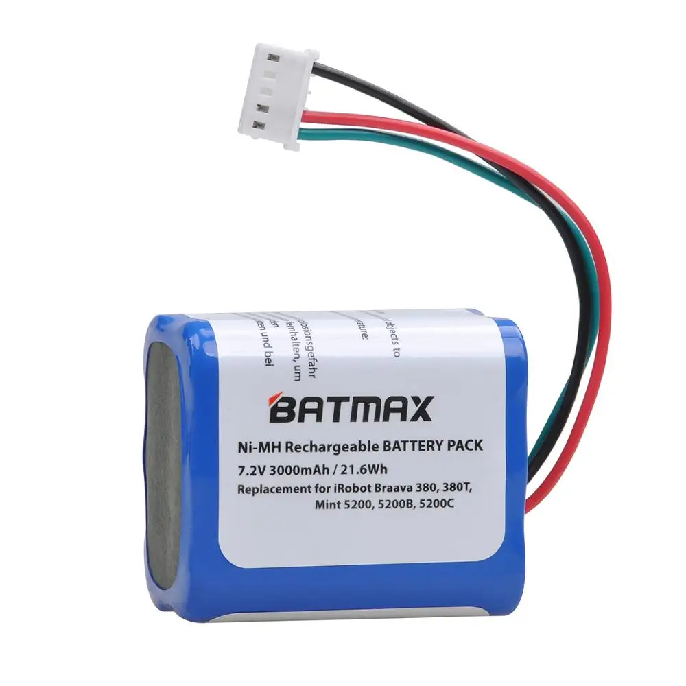 Batteria Batmax 3000Mah Per Irobot Roomba Braava 380,380T, 390T, Menta 5200, Menta 5200B, Menta 5200C, Batteria Di Ricambio