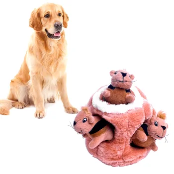 

Soft Game Hide-A-Squirrel Accessories Interactive Cute Chew Pet Cat Funny Gift Home Plush Dog Toy Training Squeaky