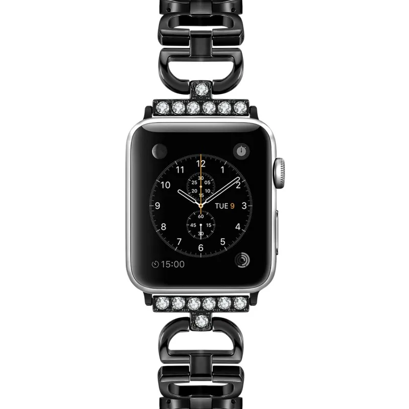 link bracelet strap For Apple watch band 42mm/38mm correa Stainless Steel metal clock wrist belt watchband For Iwatch 3/2/1 - Цвет ремешка: Black