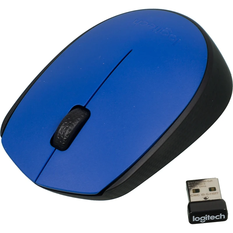 Мышь LOGITECH M171, беспроводная, USB, синий и черный