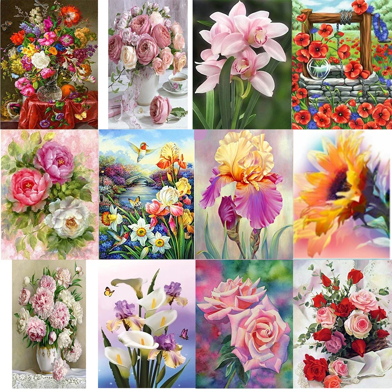 Full Drill Square Diamond Painting 5d DIY Flowers Diamond Embroidery Purple Picture Of Rhinestones Handmade Home Decoration 