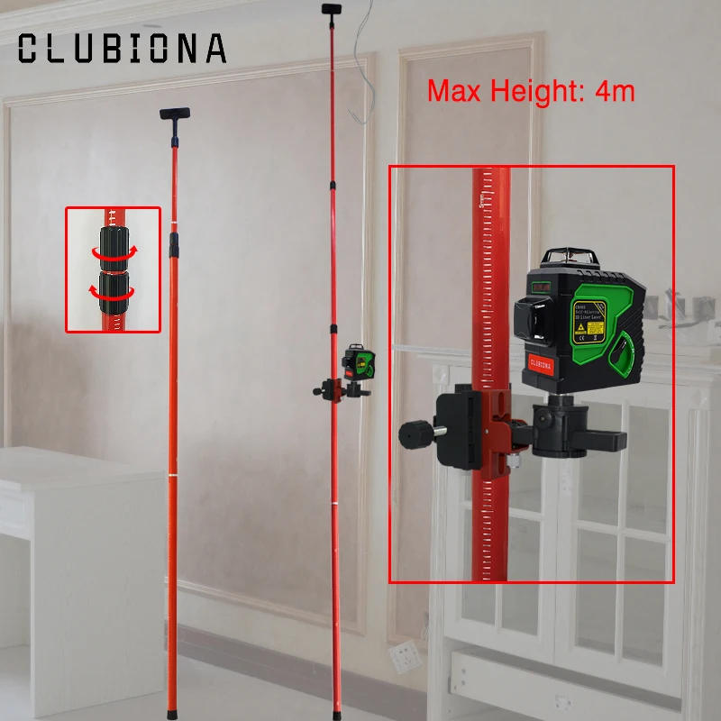 Телескопический Кронштейн CLUBIONA держатель для нивелира 1/4 и 5/8 дюйма 4 м|Лазерные
