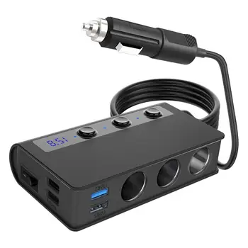 

USB Charger 180W 3-Socket Car Cigarette Lighter Splitter w/ LED Voltage Display Unique Parts Portable Car Ornaments