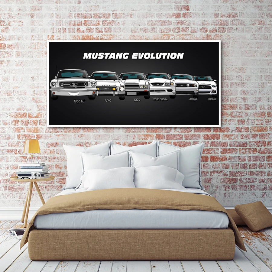 Модульная картина, Современная Ретро HD печать, спортивный плакат с изображением автомобиля, домашний декор, настенное искусство, 5 шт., картины 1965 Ford Mustang, холст, картины