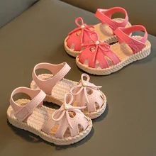 Sandales d'été plates antidérapantes pour filles, chaussures de princesse décontractées, à la mode, avec crochet et boucle, en arc antidérapant, taille 21 28 