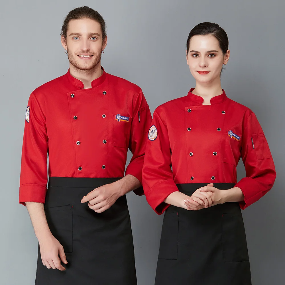 Кухонный гарнитур для шеф-повара, унисекс, для ресторана отеля, кухни, шеф-повара, для кухонной плиты, рабочая одежда, новая двубортная одежда для шеф-поваров
