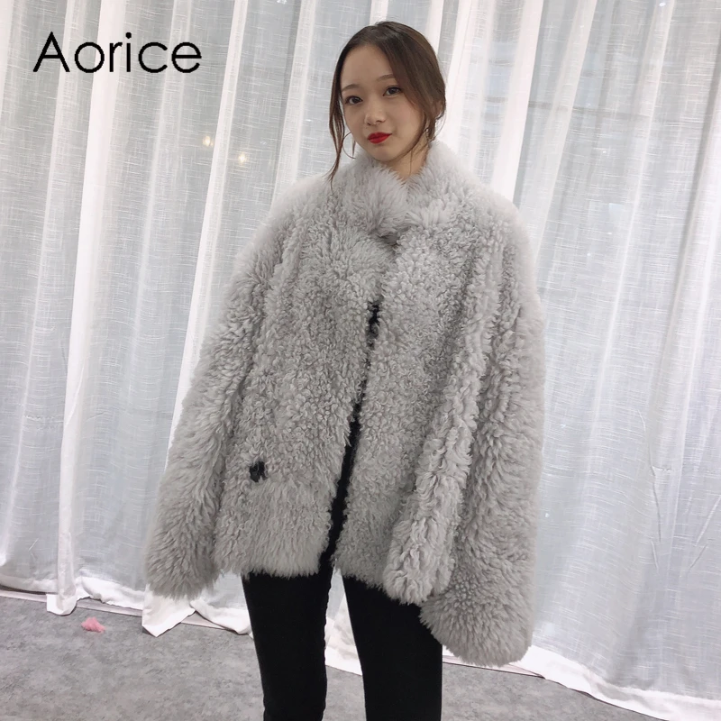 Aorice TX223912 женская зимняя обувь ботфорты натуральном овечьем меху куртка, пальто Модные женские натуральная меховая шуба, верхняя одежда
