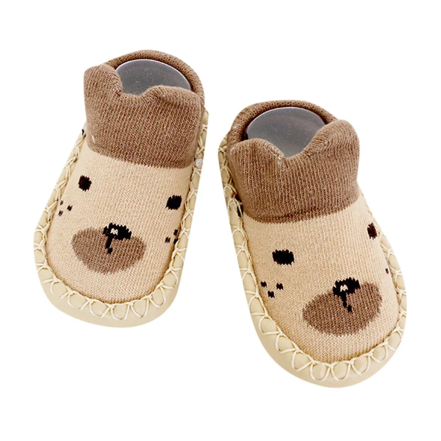 Khaki Носки для новорожденных с милым рисунком; нескользящие носки для новорожденных девочек и мальчиков; модные мягкие тапочки; ботинки - Цвет: Khaki
