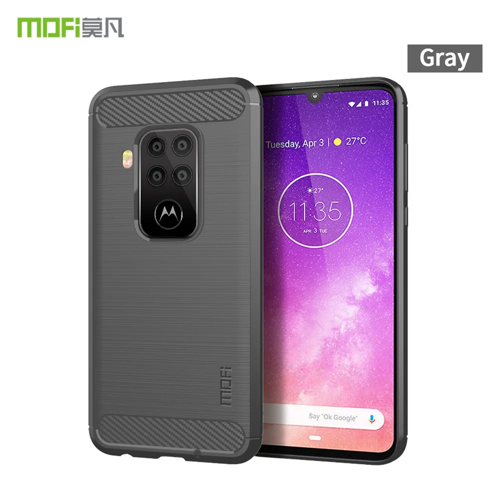 Чехол MOFI для Motorola Moto One Pro Бампер Мягкий чехол из термополиуретана и силикона карбоновый армированный чехол s для Motorola Moto P40 Note чехол для телефона - Цвет: Серый