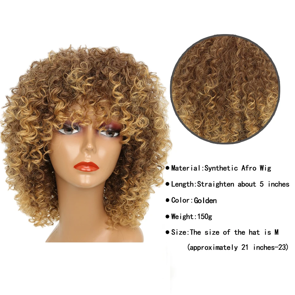 Luvin Synthetic Hair Blonde Curly Wig Blonde Afro Curly Wigs Synthetic Wig for Black Women Hair Short Wig images - 6