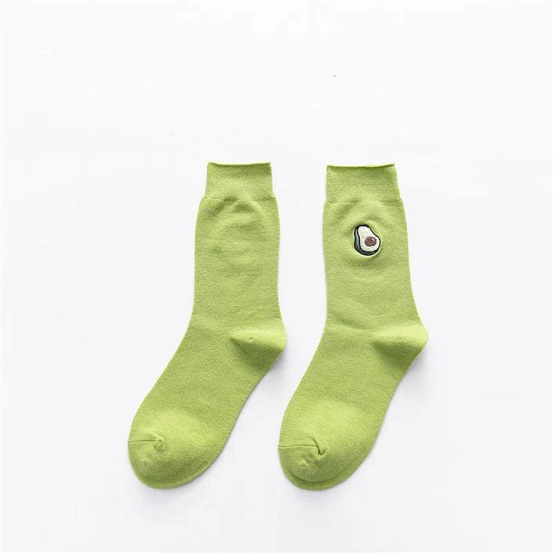 Новые осенние зеленый фрукты, авокадо носки Для женщин Мультяшные милые маленькие Hawajuku носки в уличном Повседневное забавные носки для девочек Ins Hipster - Цвет: matcha green