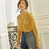100% Double layer Silk Blouse Casual Style Floral Printed Ruffled Neck buckle Long Sleeves Office Tops Elegant Style New Fashion ► Photo 1/6