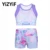 Kids Girls Sport Outfit Эластичная Спортивная Одежда Без Рукавов Tie-Dye Tanks Crop Top С высокой Талией Шорты Спортивная Тренировка Спортивный Костюм Комплект