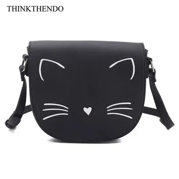 

Small Women Shoulder Bag PU Leather Cute Cat Crossbody Messenger Handbag Purse