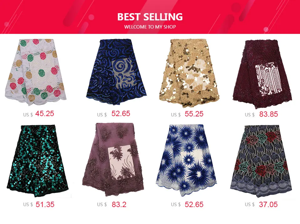 Fashion African Lace Fabric High Quality Lilac Lace Nigerian Lace Fabric 2019 High Quality Lace With Beaded 5yards QF2903B-1