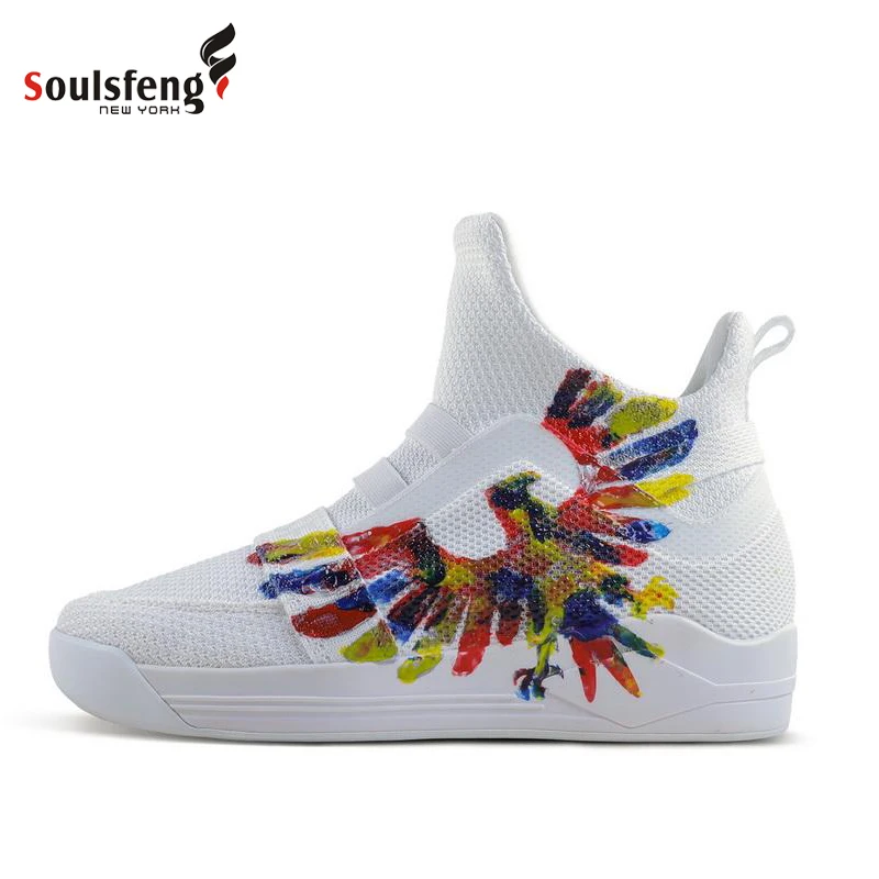 Сетчатые вязаные Высокие Топы Soulsfeng Белый Ястреб окрашенные Union Black Hawk