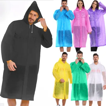 

Womens Mens Clear Waterproof Jacket PE Hooded Raincoat Rain Coat Transparent Festival Outdoor Solid Raincoats