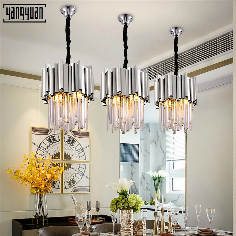 

Modern LED Crystal Lighting Pendant Light Chrome Lights Hanging Lamp Bedroom lighting Light Fixture Living Room Pendant Lamps