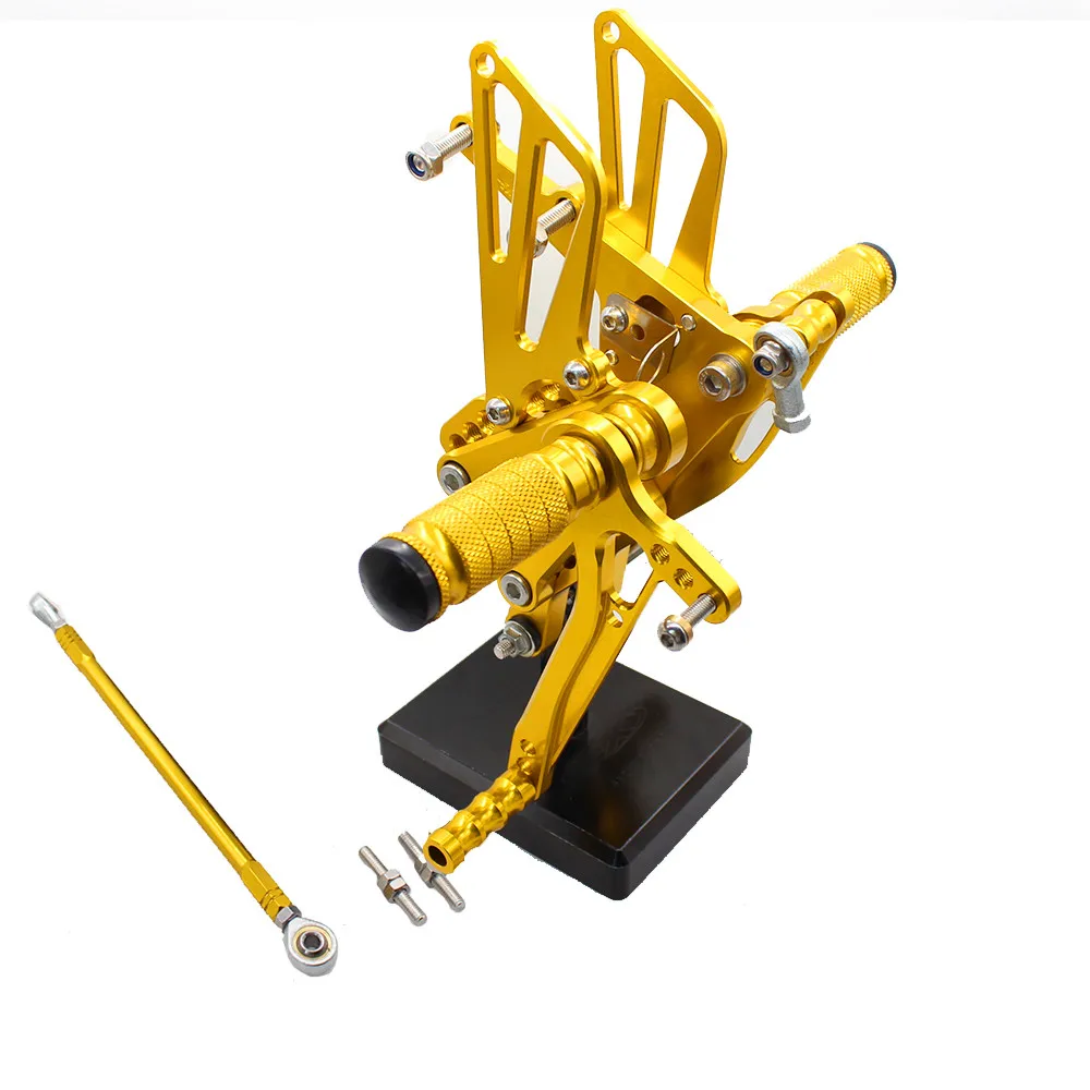 Для KAWASAKI Ninja ZX6R ZX636 2009- CNC алюминиевый сплав мотоцикл подножка для ног Педаль peg Rearset задний Набор - Цвет: Gold