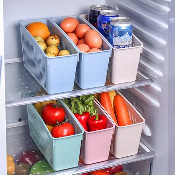 

4 Holes Basket Fridge organizer Retractable drawer Drink Bottle Holder Vegetable Storage Drain Frige Kitchen Organizer