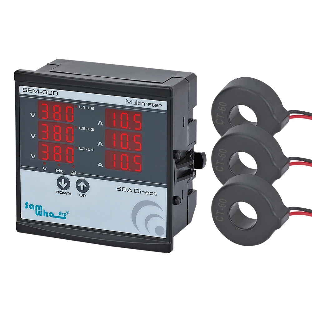 Samwha-Dsp SEM-XXD Digital Multimeter, Contains 3 C.T, Three Phase Volt(L-L),(L-N), Ampere,Frequency, Phase Sequence Display