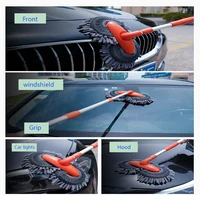 Double Brush Head Rotating Car Wash Mop Three-Section Telescopic Mop Roof Window Cleaning Maintenance Auto Supplies Accessories 2
