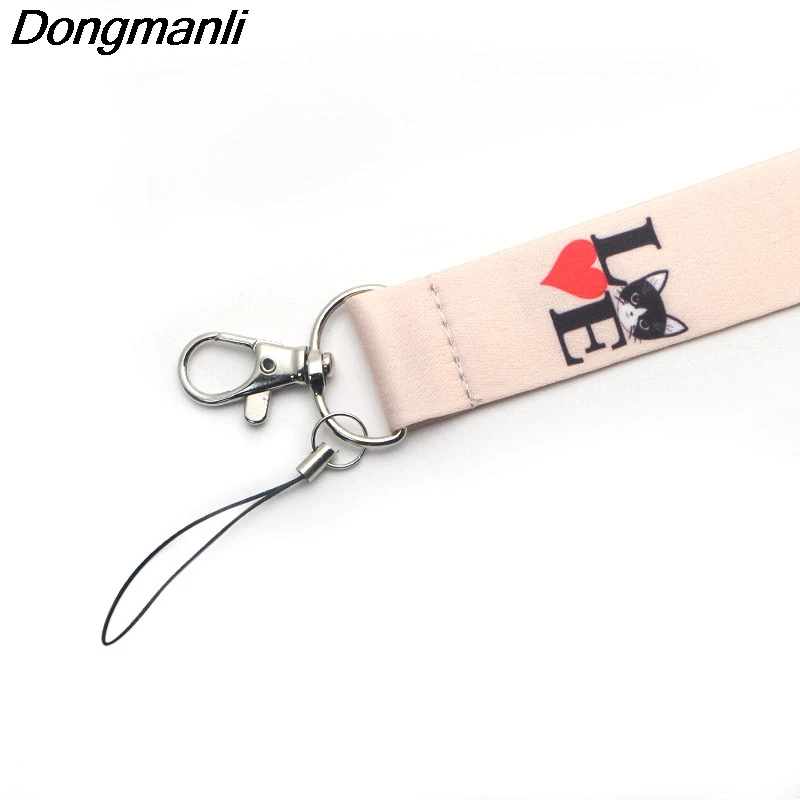 PC108 I LOVE Cat Lanyards держатель удостоверения личности ID карты пройти тренажерный зал мобильный телефон USB значок повесить веревку ключевой ремень