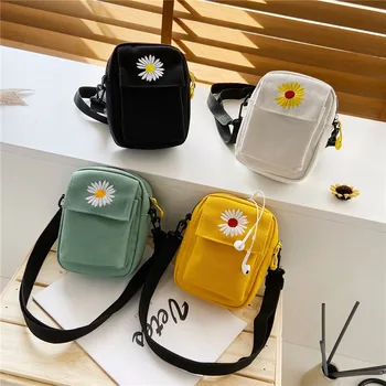 

Ins Canvas Small Bag New Cute Bag Small Daisy Canvas Bag Female Mini Wild One-shoulder Messenger Bag