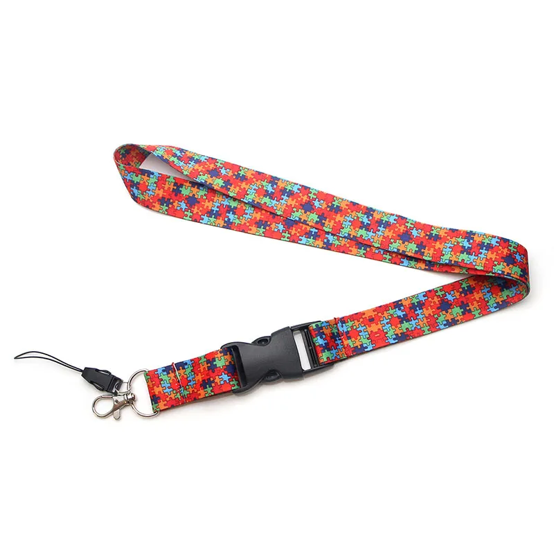 

Autism Awareness Jigsaw Puzzle Multi-function Mobile Phone Strap Tags Neck Lanyards for key ID Lanyard Badge Strap webbing E0520