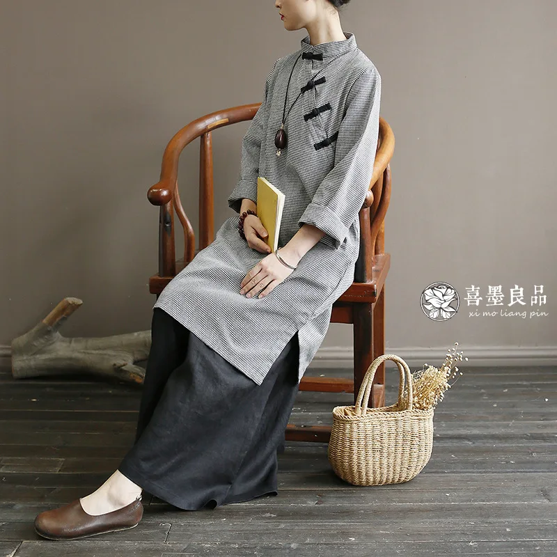 1904 Hi Ink Весна Ретро тысячи птиц свободный крой китайский стиль Xie Jin лягушка улучшенный Cheongsam стиль женское платье