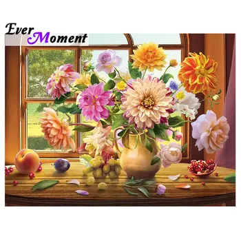 

Ever Moment Diamond Painting Colorful Flowers Plant Full Square Drills Resin Diamond Embroidery Mosaic Hobbies Handicrafts 4Y137