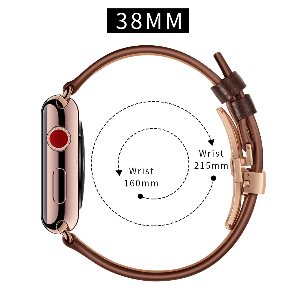 Кожаный ремешок для apple watch band 44 мм 40 мм, 42 мм, 38 мм, версия наручных часов iwatch apple watch 5/4/3/2/1 браслет Rosegold бабочка туфли с ремешком и пряжкой
