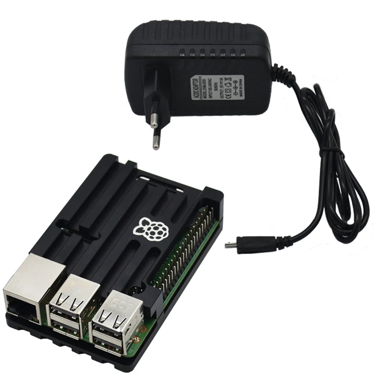 3 в 1 Raspberry Pi 3 Model B+(плюс) плата+ алюминиевый корпус с ЧПУ+ 5 В 3A адаптер питания с Wifi и комплект bluetooth