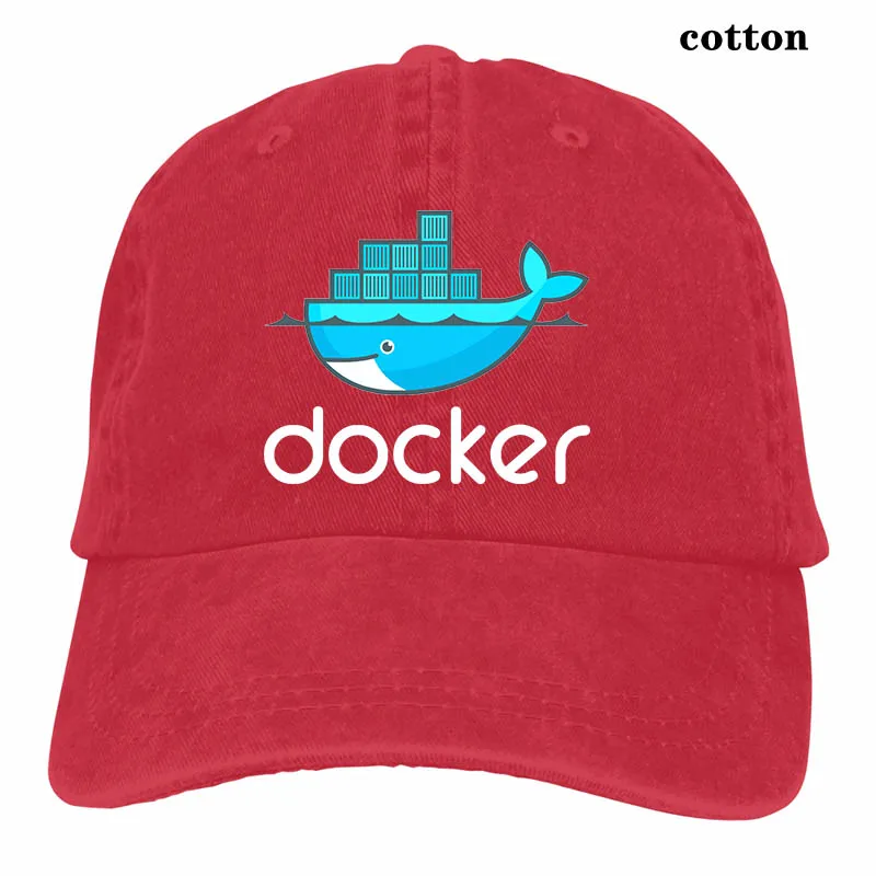 Бейсбольная кепка с логотипом docker для мужчин и женщин, Кепка-Дальнобойщик, модная Регулируемая Кепка - Color: 3-Red