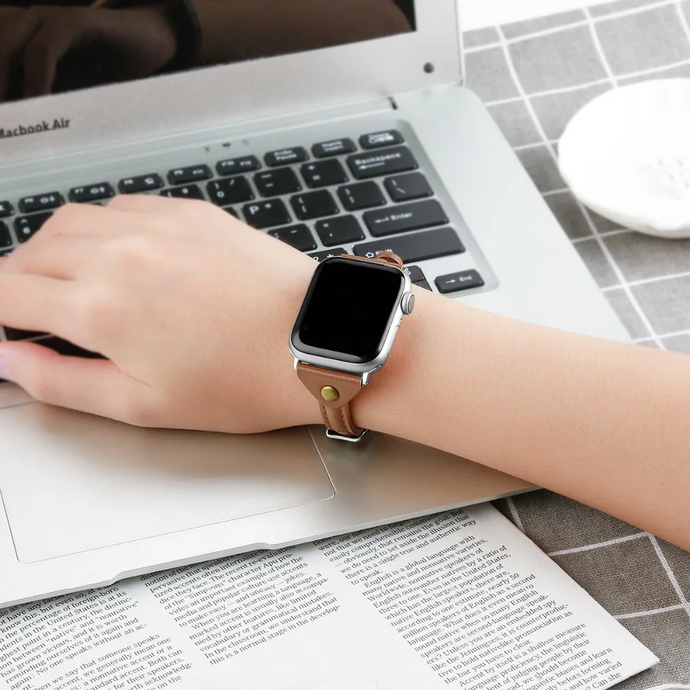 Ремешки для Apple Watch 38 мм 40 мм 4 44 мм кожаный браслет для Apple Watch ремешок 5 4 3 2 1 для iWatch серии 42 мм женские ремешки